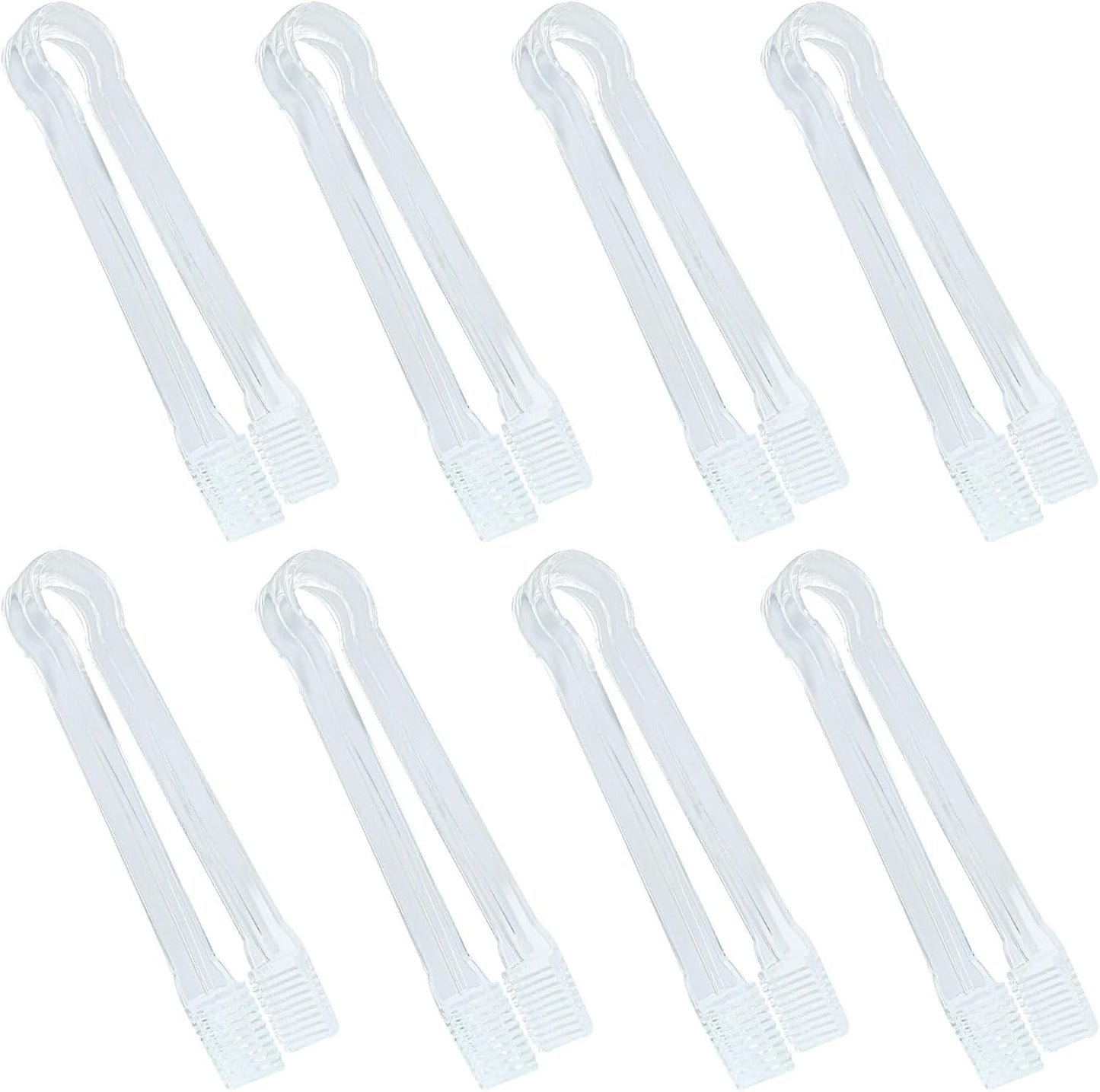 8 Pcs Plastic Buffet Serving Tongs, Mini Appetizers Tongs for Food(Clear)