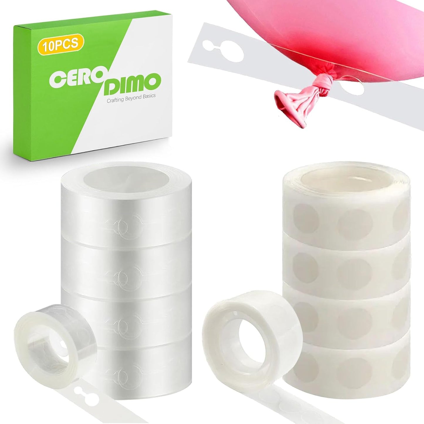 10 pcs Balloon Arch Kit 82ft with 500 Adhesive Dots Reusable Balloon Strip for DIY Balloon Garland Birthday Wedding Baby Shower Party Decorations