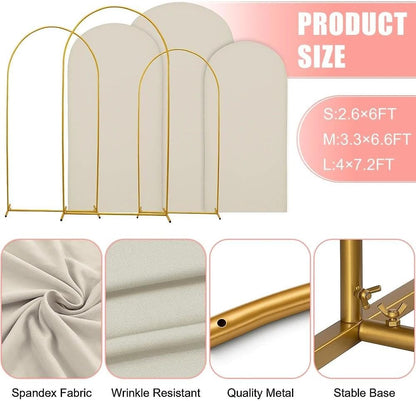 3-Piece Arch Cover Bundle – 7.2FT, 6.6FT & 6FT Stretch Spandex Backdrop Set – Wedding, Birthday & Photo Booth Arch Covers for Every Event
