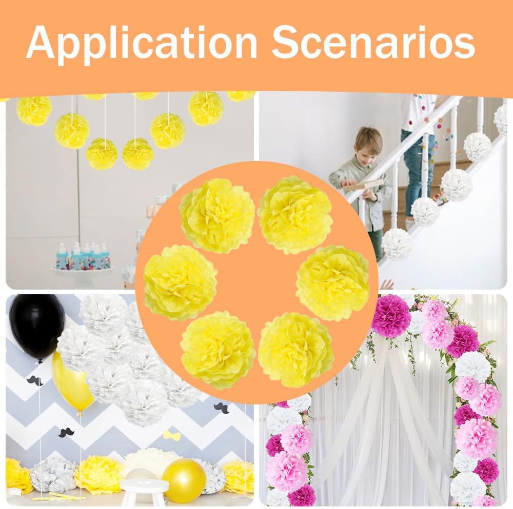 Yosawa 12 Pcs Tissue Paper Pom Poms Flowers,10''12''Paper Flower Party Decorations for Wedding Birthday Baby Shower Baby Girl Room Nursery Decoration（Sky Blue/ZH）