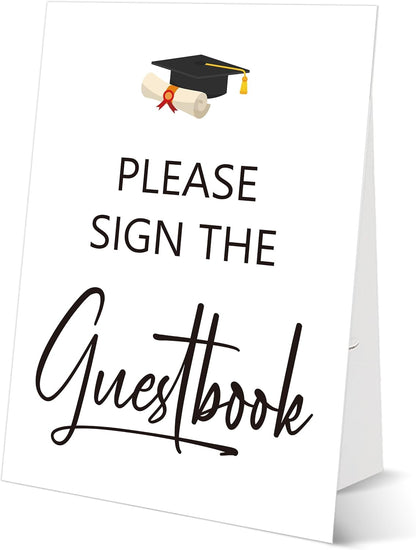 Graduation Tabletop Sign, Guestbook Sign, Include One 8×11 Signs with Holder, Graduation Party Signs for Class of 2026, High School College Grad Decoration - QF02