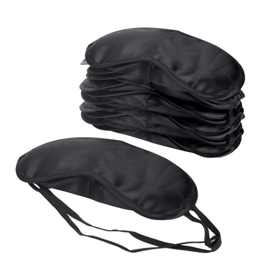 12 Pack Blindfolds Sleep Mask Satin Eye Cover Shade with Nose Pad and Adjustable Strap for Women Men, Black