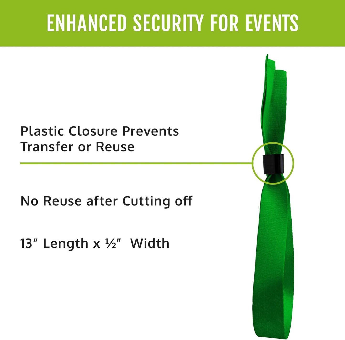 Wristco 100 Blue Cloth Event Wristbands – Plastic Closure to Prevent Transfer or Reuse – Premium-Grade Fabric Bracelets for Party Entry, Summer Camp, VIP Identification, Drink Ticket ID