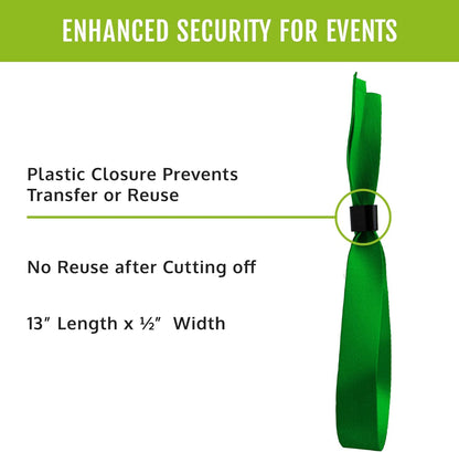 Wristco 100 Blue Cloth Event Wristbands – Plastic Closure to Prevent Transfer or Reuse – Premium-Grade Fabric Bracelets for Party Entry, Summer Camp, VIP Identification, Drink Ticket ID