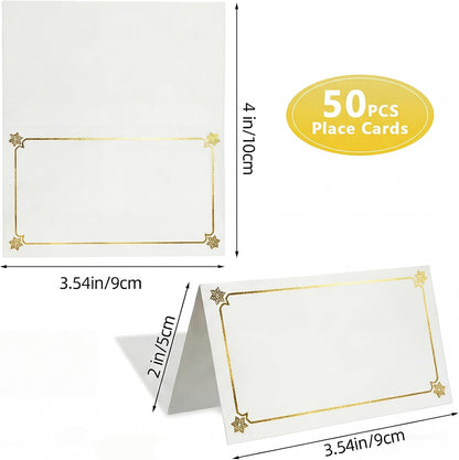 Premium Place Cards for table setting, name cards Used for Table Decoration, Seat Cards with Gold Foil Border&Corner Motifs, 2x3.5-Inch Tent Cards - Perfect for Weddings, Tables, Dinner Parties,100pcs