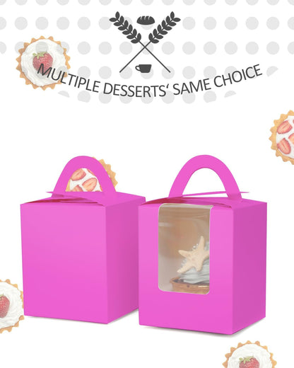 qiqee 60pcs Cupcake Boxes Individual Disposable White Single Box with Window 3.6 * 3.6 * 4.3inch Cupcake Containers/Holders