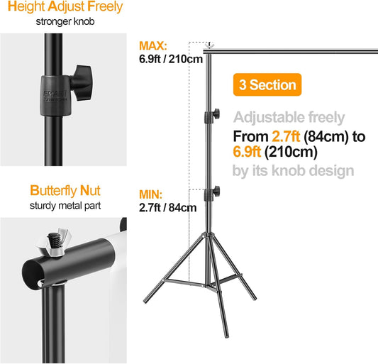 EMART Photo Backdrop Stand kit, 8.5 x 10 ft Back Drop Adjustable Frame for Photography, Photoshoot Banner Background Support Holder for Parties Dectoration