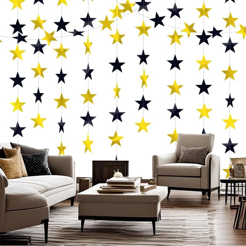 Iridescent Shining Star Hanging Garland Iridescent Hanging Sparkling Star Streamer Glitter Bunting Banner Twinkle Backdrop for Wedding Baby Shower Birthday Christmas Decorations 40 Feet