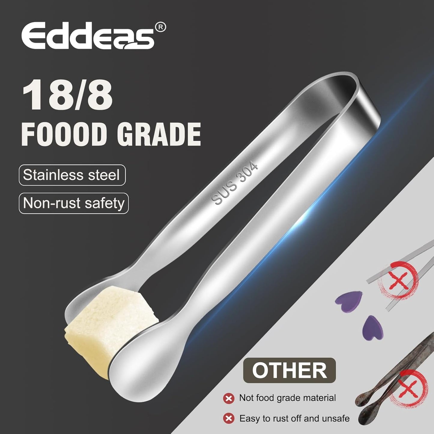 EDDEAS 12 PCS Small Serving Tongs, 4.3" Mini Gold Tongs, Gold Kitchen Tongs for Serving Food, Coffee Bar, Tea Party, Desserts Party and Ice Bucket