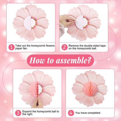 Party Hanging Paper Fans Decoration Set for Wedding Birthday Party Mother's Day Round Events Accessories Set of 8
