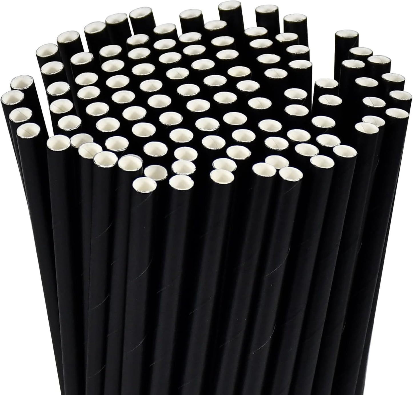 Disposable Paper Straws Solid Green - 7.75'' x 0.24'', 100 Counts - for Drinking, Beverage, Juice, Soda, Bar Supplies