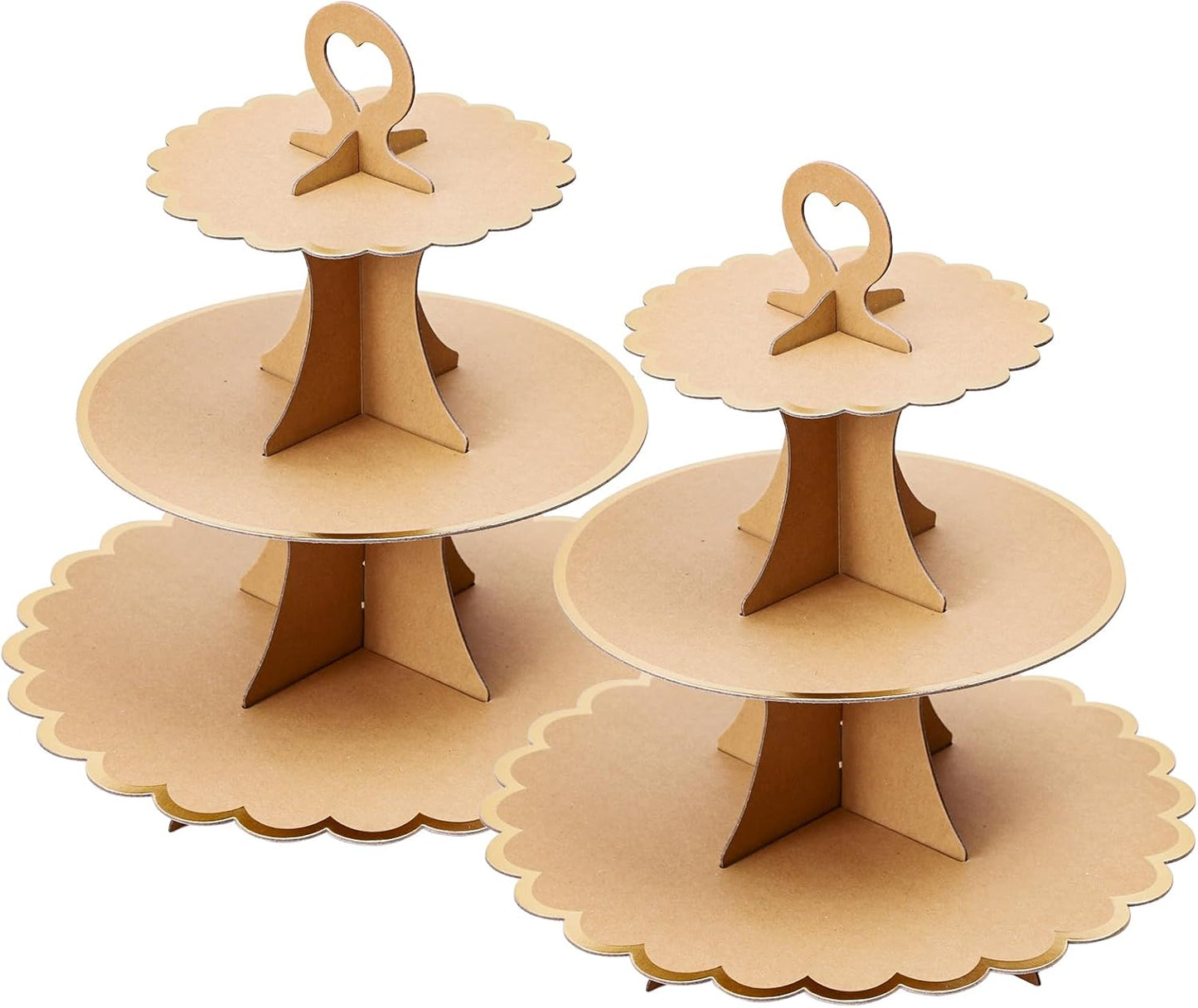 Soleebee 3-Tier Cupcake Stand, Cardboard Cupcake Tower, Cup Cake Stand Tower for Birthday Wedding Party Decoration, Cupcake Tier Stand Desserts Display 1 Set (Purple Gold)