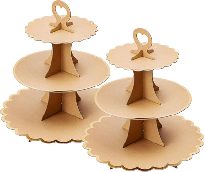 Soleebee 3-Tier Cupcake Stand, Cardboard Cupcake Tower, Cup Cake Stand Tower for Birthday Wedding Party Decoration, Cupcake Tier Stand Desserts Display 1 Set (Purple Gold)