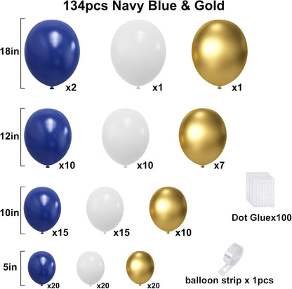 Black and Gold Balloons Garland Arch Kit, 134pcs Black and Metallic Gold Balloons with Different Size for 2026 Graduation Decorations, New Year, Birthday, Anniversary Party Decorations