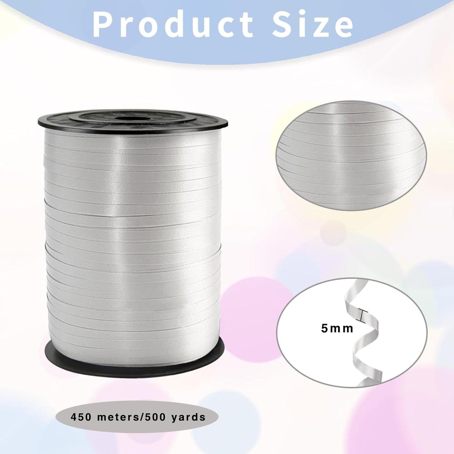 White Curling Ribbon, 500 Yard White Ribbon, Curling Ribbon, 1/5" Ribbon Curling for Present Wrapping, Balloon Ribbon, Birthday, Party, Festival, Florist Flowers Decoratio, Art Craft