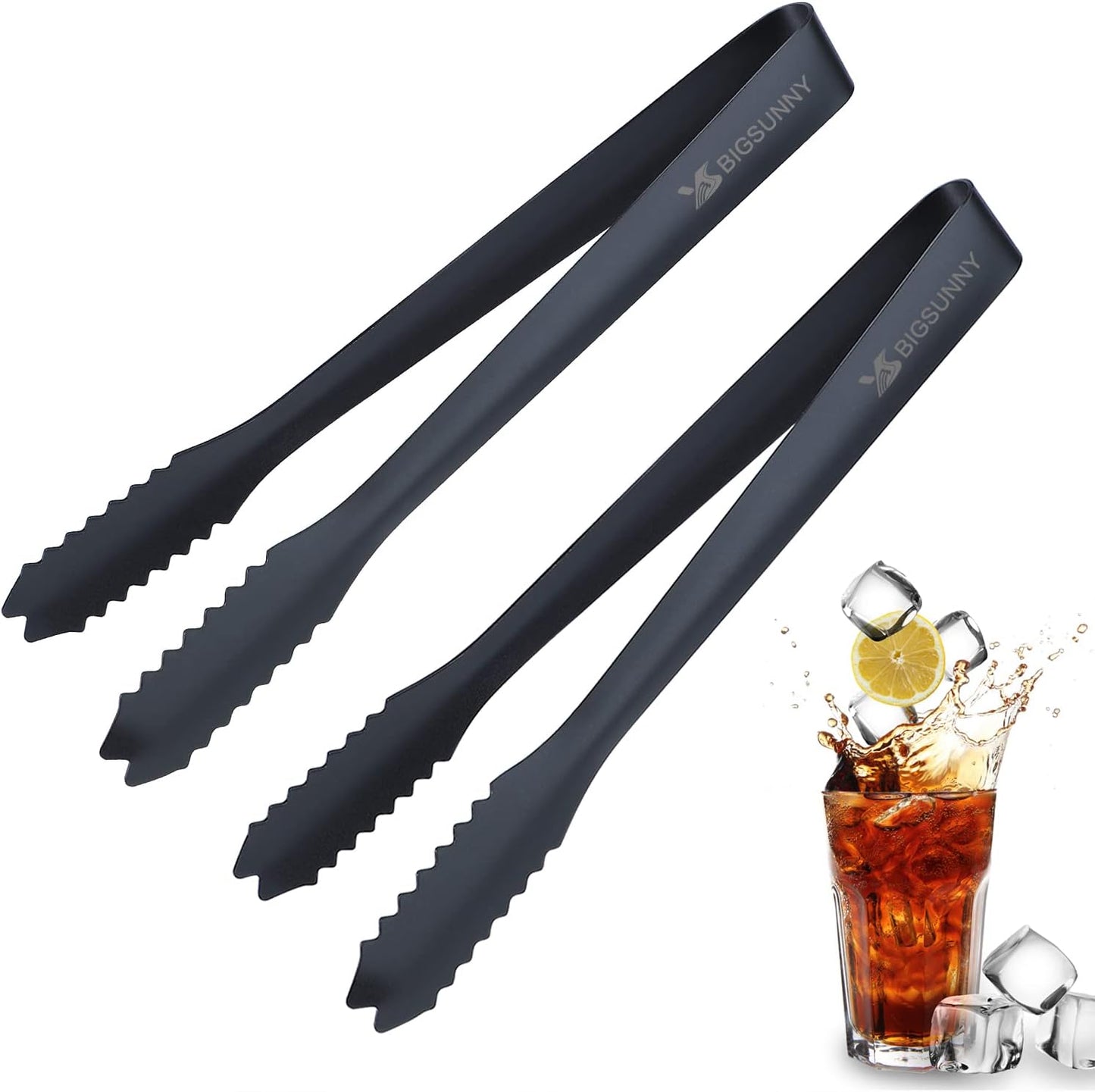 MSY BIGSUNNY Durable Stainless Steel Ice Tongs, 7 inch Sugar Cube Serving Tongs, Set of 2