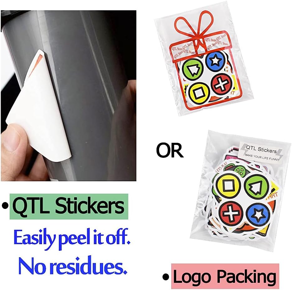 QTL Neon Stickers for Teens & Students Prizes, Waterproof Vinyl Party Favor Stickers, School Rewards, Water Bottle and Laptop, 50PCS - Colors B