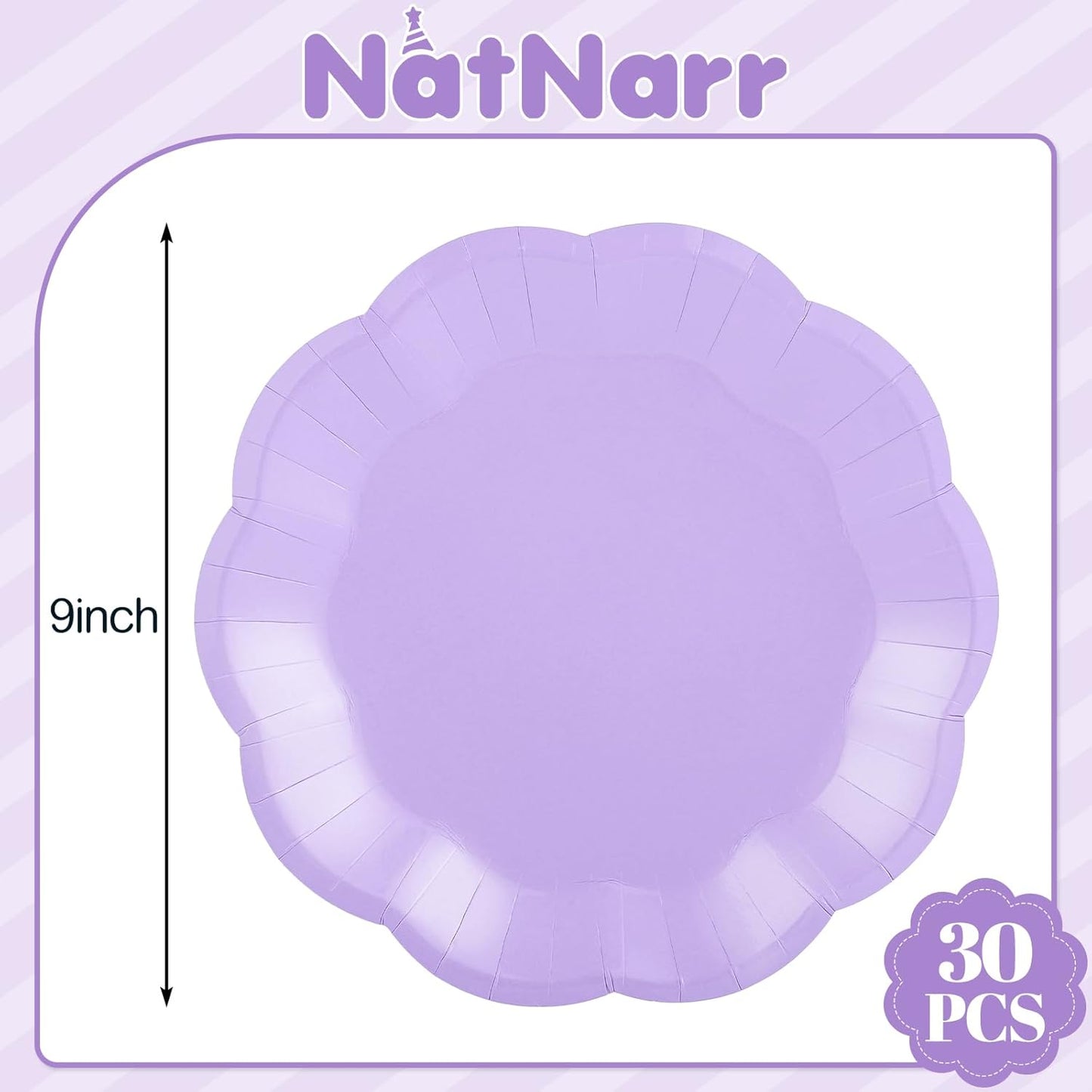 NatNarr 30 Pcs Sage Green Paper Plates, 7 Inch Scalloped Paper Plates Small Dessert Cake Plate Cute Party Plate Disposable Sage Greens Party Supplies for Wedding, Baby Bridal Shower, Birthday