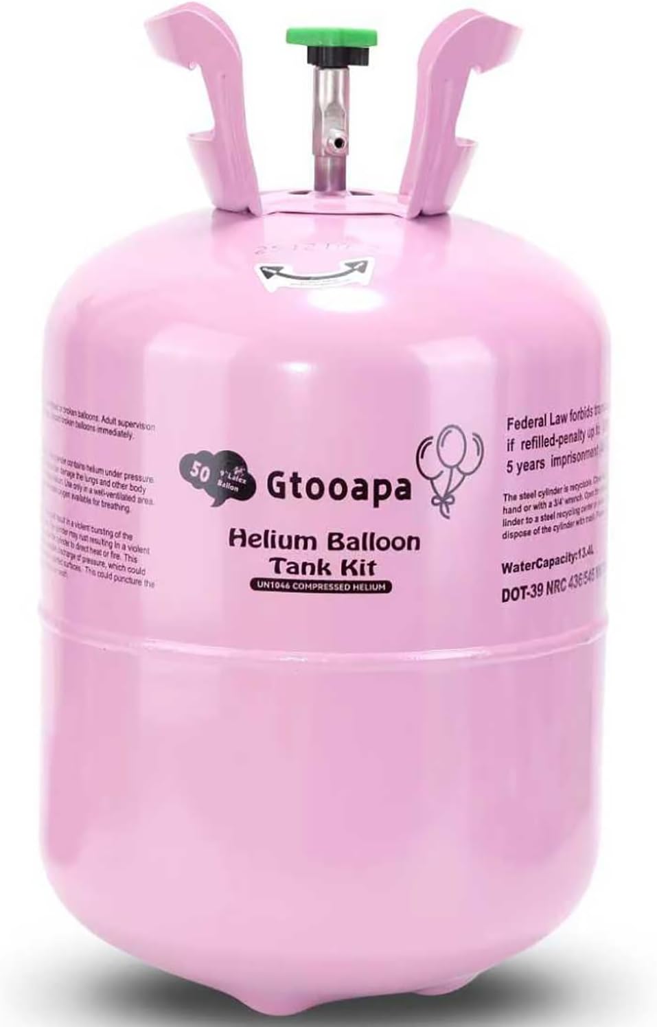 Helium Gas 13.4L Tank up to 50 Latex Balloons 1-Box, Helium Tank for Balloons at Home Latex Balloons and Ribbons Included