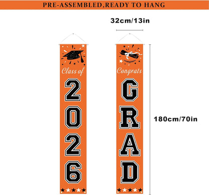 DAZONGE 2026 Graduation Decorations Blue, Congrats Grad Porch Banner for Any Schools or Grades 2026 Graduation Party Decorations