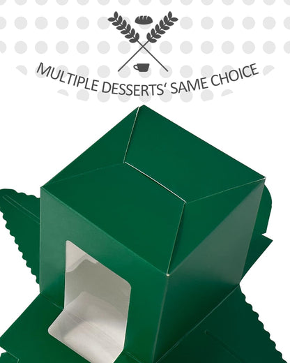 qiqee 60pcs Cupcake Boxes Individual Disposable White Single Box with Window 3.6 * 3.6 * 4.3inch Cupcake Containers/Holders