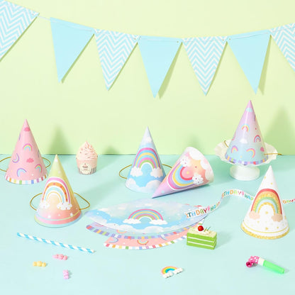 WERNNSAI Birthday Party Hats - 12 Pcs Birthday Party Supplies Cone Hat Headbands Colorful Paper Party Hats for Kids