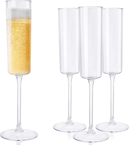 Ciaell 36 Pack Plastic Champagne Flutes - 6 Oz Disposable Champagne Glasses - Square Clear Plastic Toasting Glasses for Party Birthday Anniversary Wedding
