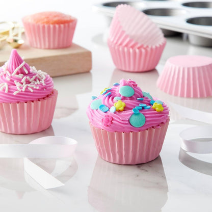 Caperci Heavy Duty Standard White Cupcake Liners 150 Counts - Grease-Resistant Paper Muffin Baking Cups, Odorless, No Muffin Pan Needed, Easily Peels (White)