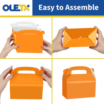 30-Pack Yellow Party Favor Treat Boxes, Goodie Candy Box, Gable Paper Gift Boxes with Handles Perfect for Construction and Chic Yellow Submarine Party Decoration Supplies