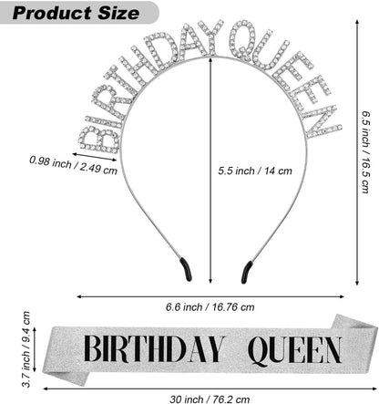 Birthday Sash & Crown for Women - Tiara Headband, Girls' Decorations Accessories