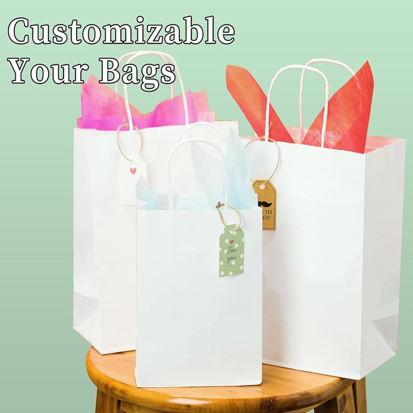 RACETOP 32 Pack Small Paper Gift Bags with Handles, 5.8"×3.2"×8.25" Kraft Paper Party Favor Bags Bulk for Kids Birthday, Baby Shower, Crafts, Wedding, Party Supplies (8 Colors)