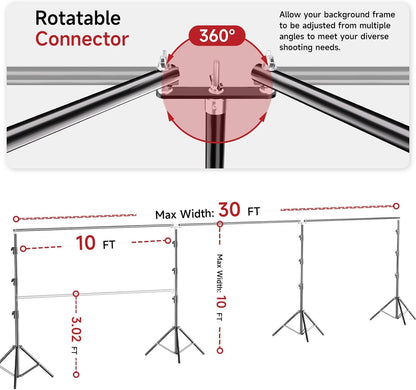 BEIYANG 6.5x6.5 FT Backdrop Stand, Adjustable Photo Background Stand Support kit with Carry Bag for Parties, Decoration, Wedding, Photo Video Studio Shooting