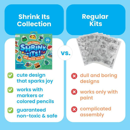 Ooly x Peanuts Snoopy 34 PC DIY Shrinking Art Kit for Kids with Markers, 20 Plastic Pre Cut Charms and More, No Mess Creative Activity Jewelry Making Kit