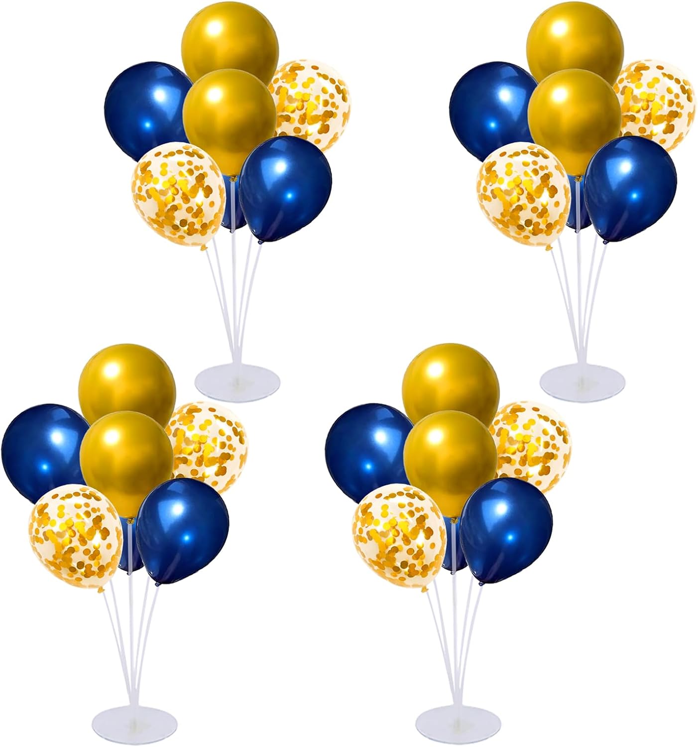 4 Set Balloon Stand Kit for Table Centerpieces With Balloon and Base Party Decorations for Birthday Wedding Retirement Graduation Baby Shower (Navy Silver)