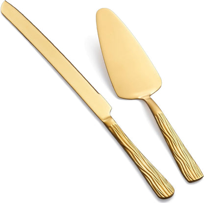 Black Cake Cutter Set, Stainless Steel Cake Cutting Utensils Include 13-inch Cake Knife and 9.3-inch Cake Server suitable for Weddings, Birthdays, and Anniversaries