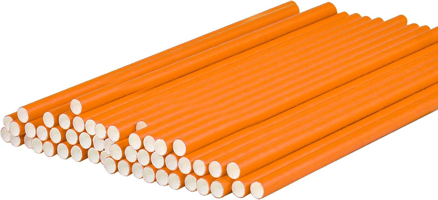 Disposable Paper Straws Solid Green - 7.75'' x 0.24'', 100 Counts - for Drinking, Beverage, Juice, Soda, Bar Supplies