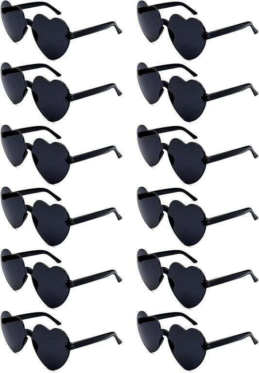 12/20 Pairs Heart Sunglasses for Women, Fun Rainbow Glasses Bulk for Wedding Bachelorette Pride Month Party Favors