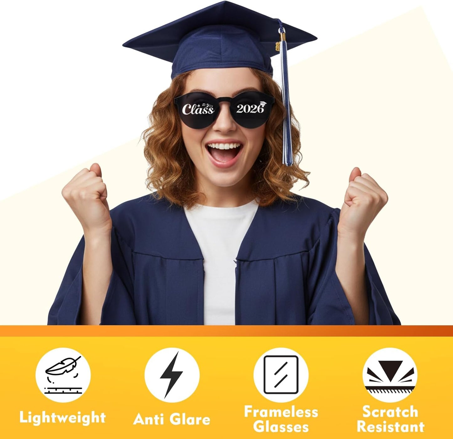 Vegove 12PC Class of 2026 Graduation Sunglasses - Prom Costume Eyewear Party Photobooth Props for Grand Celebration Supplies