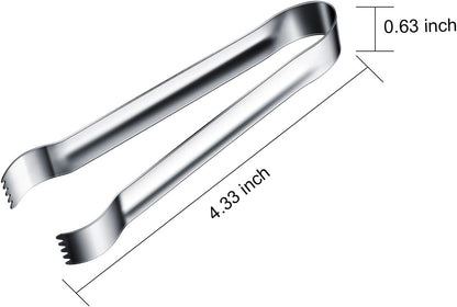 Gejoy 12 Pieces Sugar Ice Tongs Stainless Steel Mini Serving Appetizers Small Kitchen Tongs for Tea Party Coffee Bar Kitchen (Silver Curved Tip)