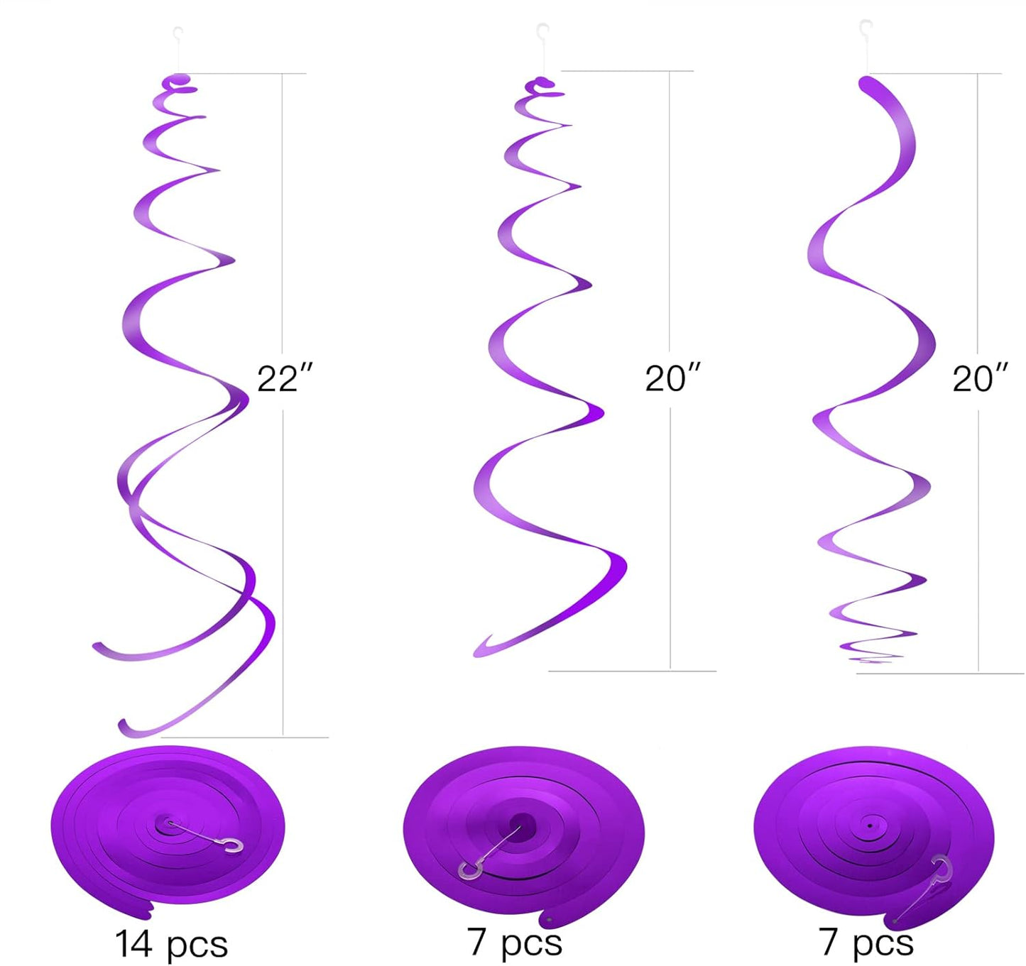 Gold Party Hanging Swirl Decorations Plastic Streamer for Ceiling, Pack of 28