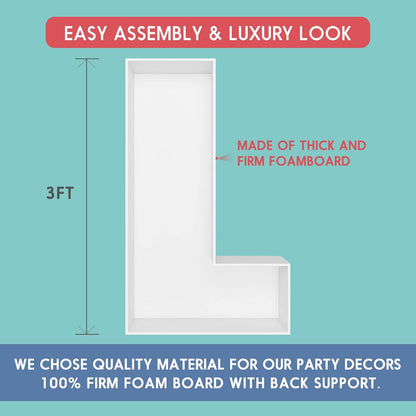 JW Passion - Premium Quality Made 3FT Tall Mosaic Balloon Frame Big Marquee Light Up Letters DIY Kit for Birthday Party Wedding Backdrop Decor Letter A Pre-Cut Foam Board