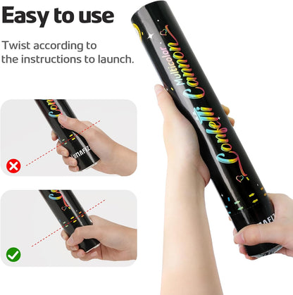12 Inch Confetti Biodegradable [6 Pack] Confetti Cannons | Multicolor Confetti Poppers for Wedding,Birthday PartyChristmas Eve and New Year Give a Gift