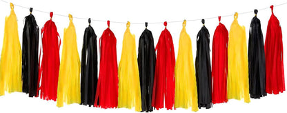 AIM & GGKK Navy Blue and Orange Tassel Garland Banner Tissue Paper Tassels for Party Suppiles Decorations,Wedding Decorations,Nursery Decor,Engagement,Football Party, DIY Kits(20PCS)