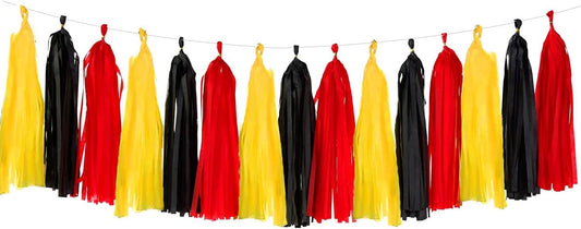 AIM & GGKK Navy Blue and Orange Tassel Garland Banner Tissue Paper Tassels for Party Suppiles Decorations,Wedding Decorations,Nursery Decor,Engagement,Football Party, DIY Kits(20PCS)