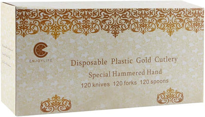 Supernal 360pcs Silver Plastic Cutlery,Elegant Plastic Silverware,Silver Hammed Silverware,Disposable Flatware,Include 120 Forks,120 Knvies,120 Spoons,Perfect for Birthday,Party,Wedding