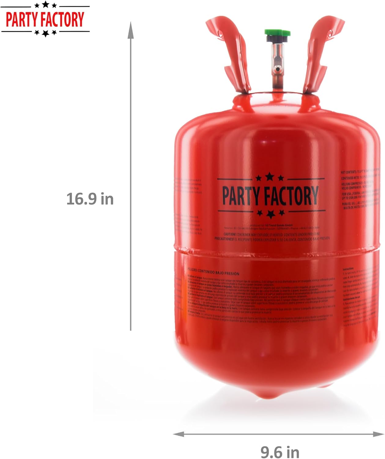 Party Factory Helium balloon gas for up to 50 balloons | helium bottle 14.1 cu gas filling foil balloons | party wedding