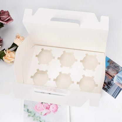 EUSOAR Gold Cupcake Boxes, 25pcs 3.6"x 3.6"x 4.3" Single Cupcake Carrier with Window Insert and Handle, Kraft Pastry Containers, Muffins Cupcake Carriers for Bakery Wrapping Party Favor Packing