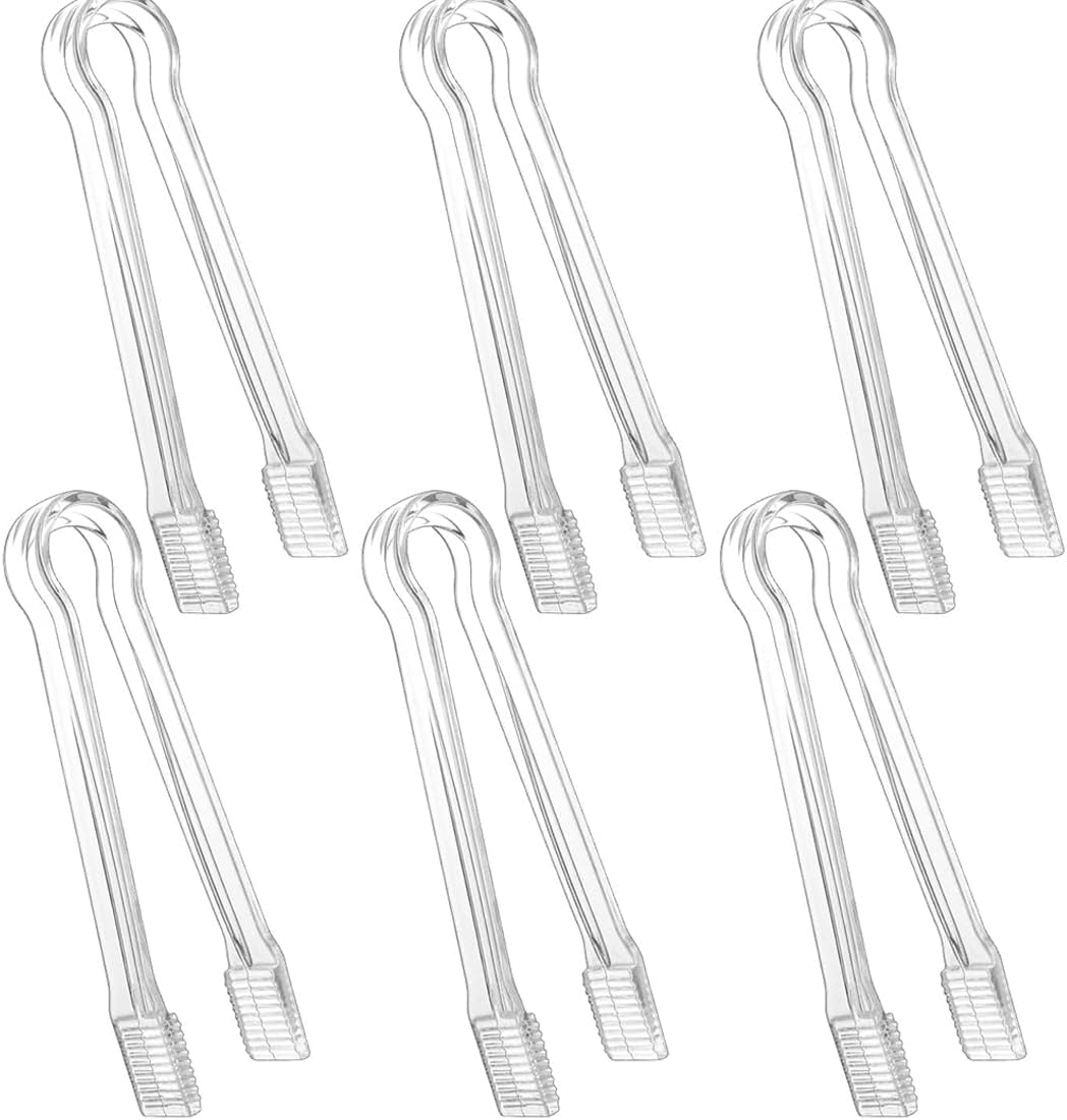 Clear Kitchen Tongs, 6 Pcs Buffet Plastic Disposable Tongs for Serving Food, Ice, Salad, Barbecue, Cookies (6.3"/16cm*0.82"/2.1cm, Weighs 0.05Ib/0.02Kg)