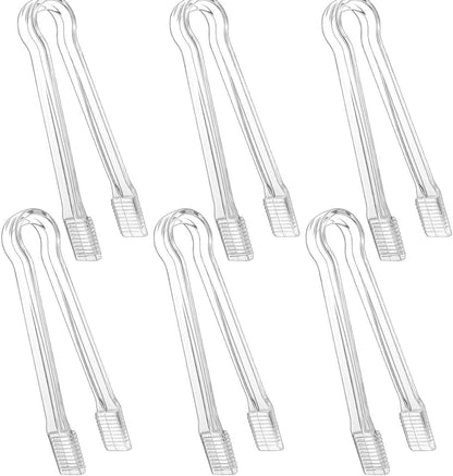 Clear Kitchen Tongs, 6 Pcs Buffet Plastic Disposable Tongs for Serving Food, Ice, Salad, Barbecue, Cookies (6.3"/16cm*0.82"/2.1cm, Weighs 0.05Ib/0.02Kg)