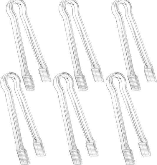 Clear Kitchen Tongs, 6 Pcs Buffet Plastic Disposable Tongs for Serving Food, Ice, Salad, Barbecue, Cookies (6.3"/16cm*0.82"/2.1cm, Weighs 0.05Ib/0.02Kg)